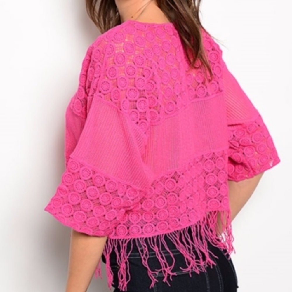 CROCHET PINK CROP TOP - Picture 2 of 3